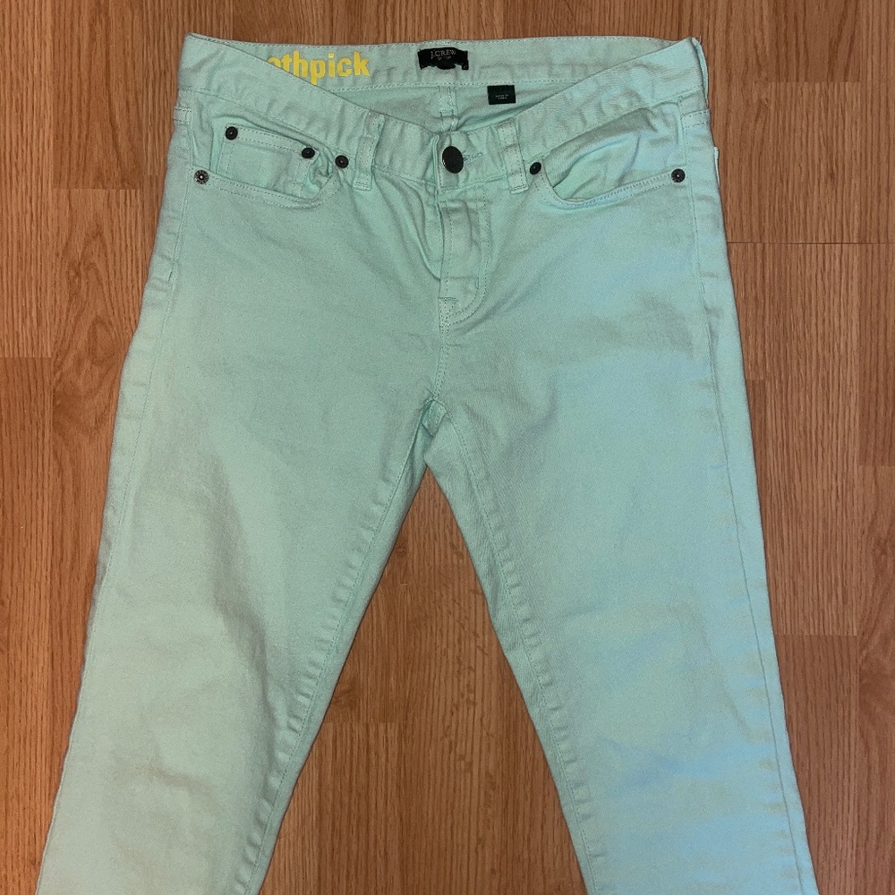 J. Crew Aqua Toothpick Stretch Mid Rise Stretch Ankle Pants Size 27 - Picture 5 of 9